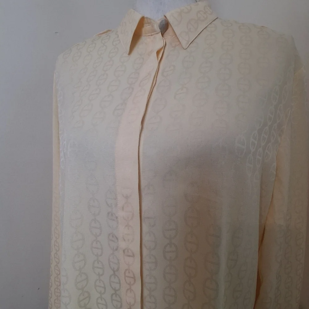J.Crew Drapey Jacquard Print Button Down Blouse NWOT Size Large